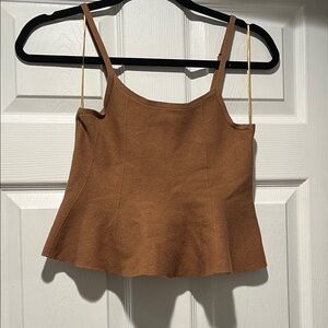 MARBLE Chestnut Brown Knit Square-Neck Tank